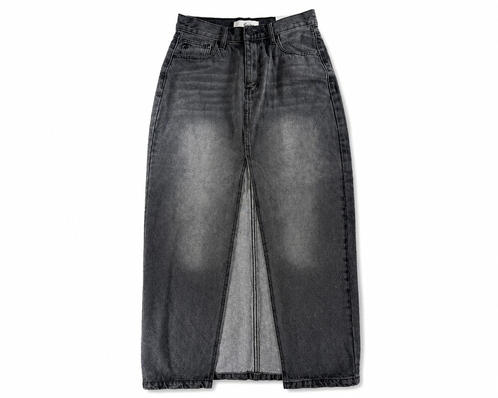 Kancan Gray 90s Maxi Denim Skirt |M| High Rise | 100% Cotton
